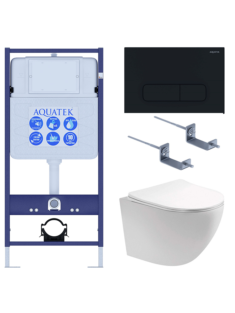 Комплект инсталляции с унитазом AQUATEK ЕВРОПА cm-017 4в1 (рама INS-0000012, клавиша KDI-0000017, унитаз AQ1900-00) ЕВРОПА cm-017 4в1