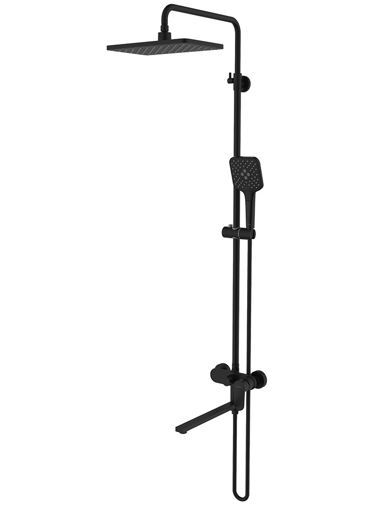 Душевая система со смесителем для ванны Aquatek Ника 300х193 мм матовый черный AQ2840MB