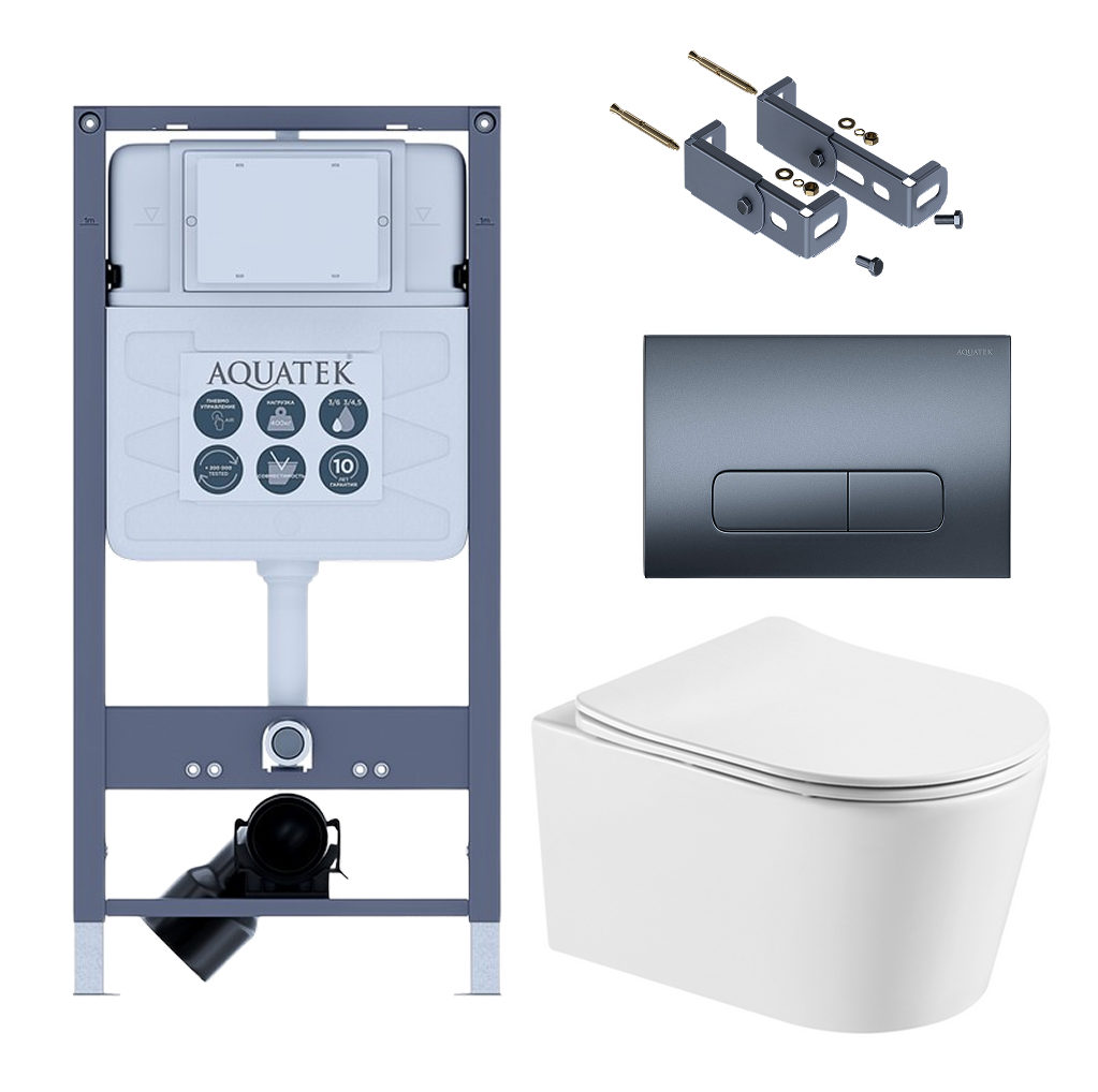 Комплект инсталляции AQUATEK ОБЕРОН T (рама INSP-0000001, крепеж KKI-0000016, клавиша PNS-0000009, унитаз AQ1365T-00 soft-close) INSP-0000001/KKI-0000016/PNS-0000009/AQ1365T-00