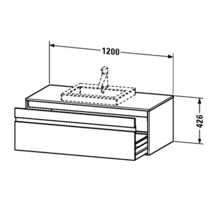 Тумба под раковину Duravit Ketho 1200x550x426 мм подвесная бетонно-серый матовый KT679600707