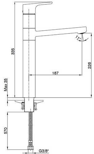 Смеситель для раковины E.C.A. Luna 226 без донного клапана 102108949EX