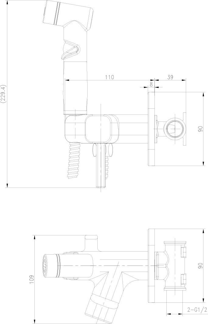 Смеситель для биде Lemark Solo встраиваемый с гигиеническим душем черный LM7165BL