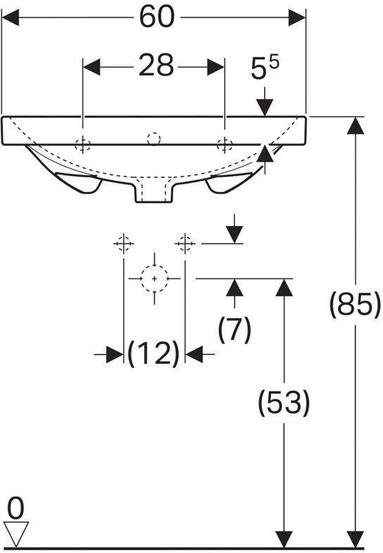 Раковина Geberit Acanto 600х482 мм с отверстием и переливом белая 500.620.01.2