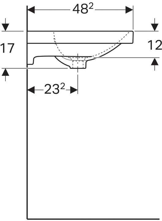 Раковина Geberit Acanto 600х482 мм с отверстием и переливом белая 500.620.01.2