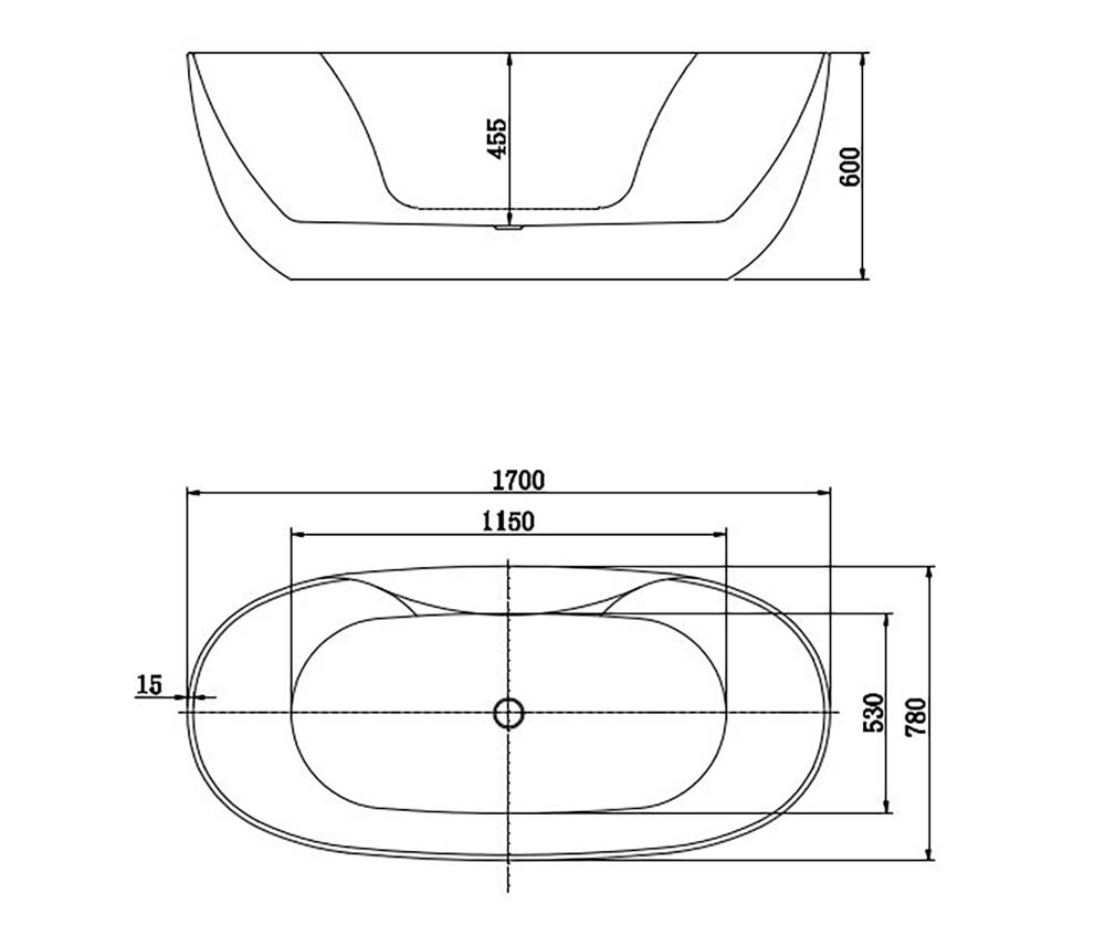 Ванна акриловая отдельностоящая Aquanet АПОЛО 1700x780x600 мм со сливом и ножками AQ-1155778