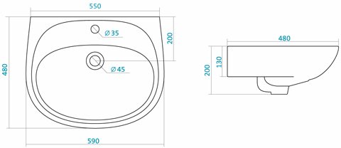 Умывальник Santek Анимо 60 см 1.WH11.0.508