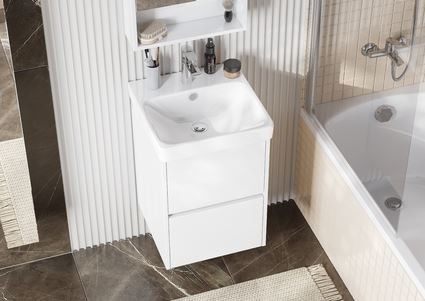 Комплект AQUATON Сканди 45 тумба Белый, раковина Адриана 45 1A2516K0SD010