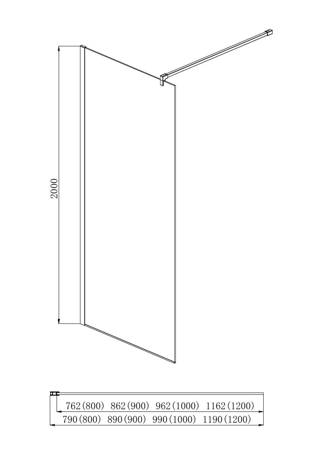 Душевая перегородка Aquanet Walk In WIW 09020BL 900x2000 мм с держателем черный профиль AQ WIW 09020BL