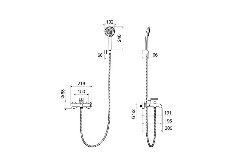 Смеситель для ванны Aquanet Европа с душевым набором 3jet оружейная сталь AQ1349BGM