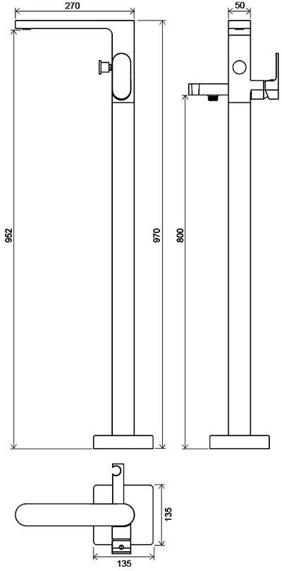 Смеситель напольный для ванны Ravak Chrome CR 080.00 X070101