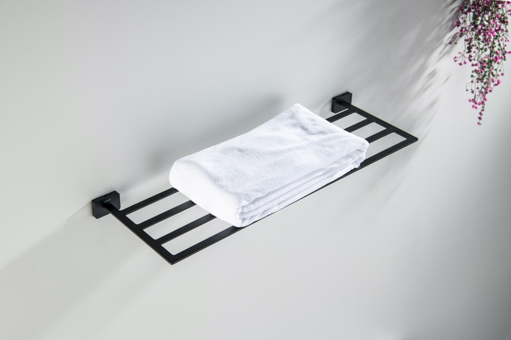 Полка для полотенец с держателем Aquatek Libra матовый черный AQ4322MB