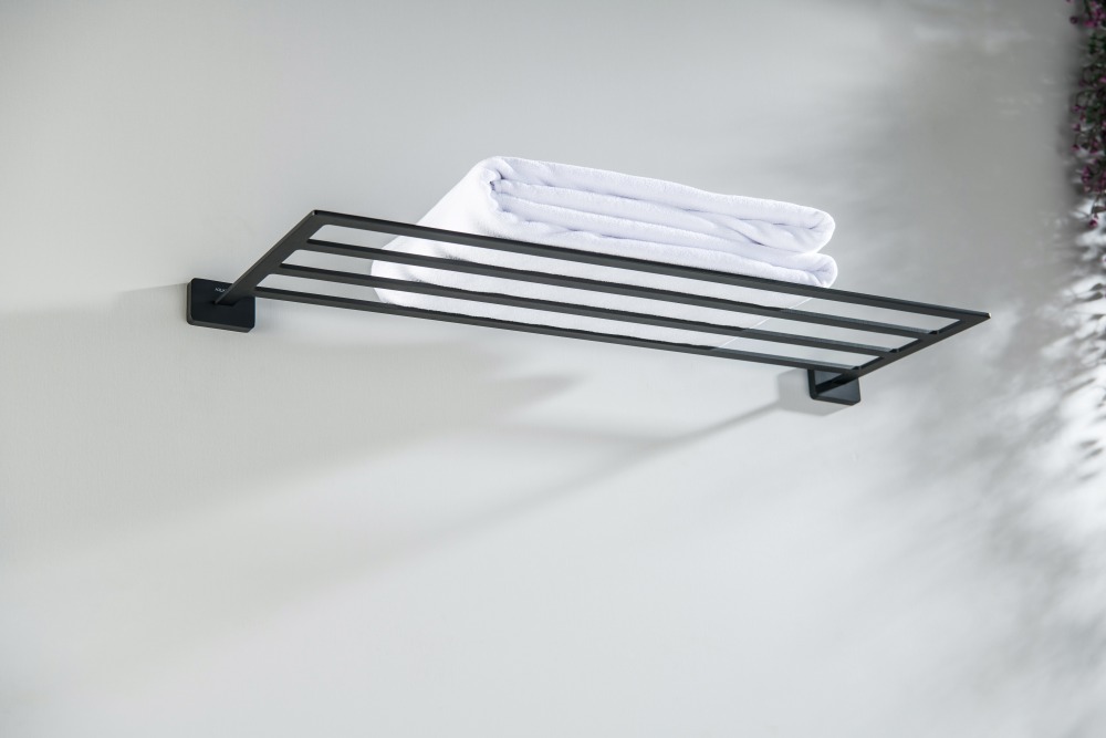 Полка для полотенец с держателем Aquatek Libra матовый черный AQ4322MB