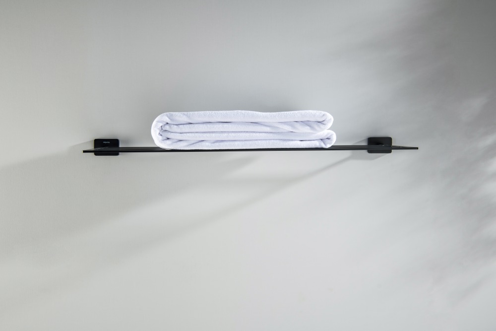 Полка для полотенец с держателем Aquatek Libra матовый черный AQ4322MB