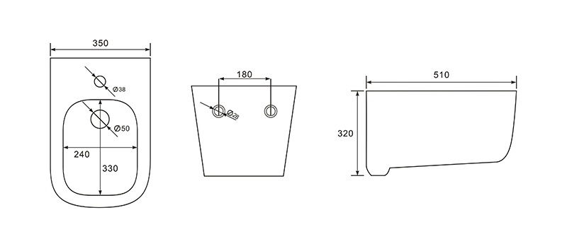 Биде подвесное Aquanet Лугано 510x350x320 мм AQ1002-00