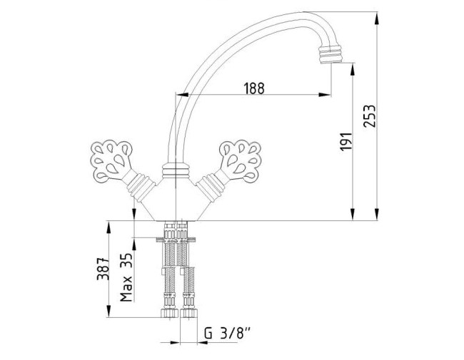 Смеситель для кухни TRES OTTOMAN 191 антик лак 102208003EX