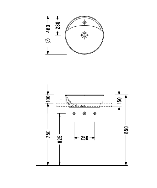 Раковина накладная Serel Minimal круглая 46х46 см 2058TXS110H