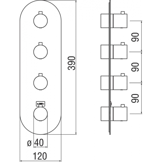 Смеситель для душа термостатический Paffoni Live внешняя часть 3 выхода матовый белый WE00103/TWM