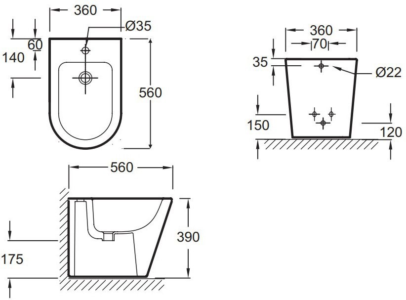 Биде напольное Jacob Delafon Rodin EBJ0002-00