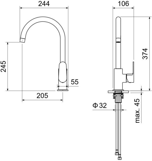 Смеситель для кухни Aquanet Oberon хром AQ1282CR