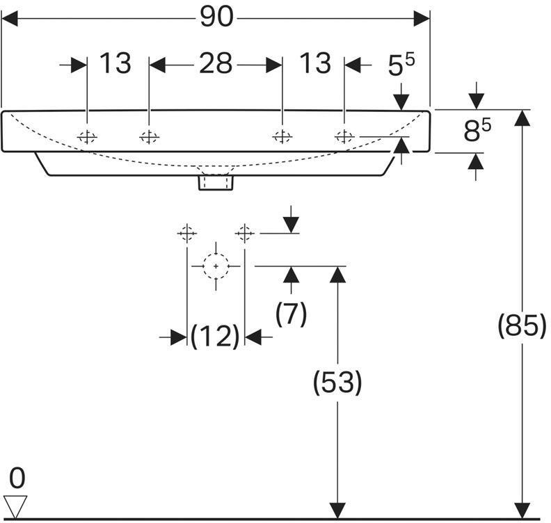 Раковина Geberit Smyle Square 90х48 см с отверстием под смеситель 500.251.01.1