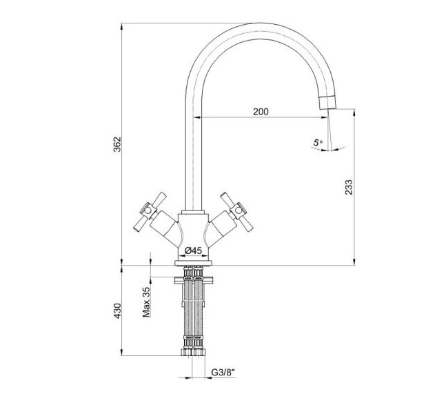 Смеситель для кухни TRES QUADRILLE золото 102808488EX