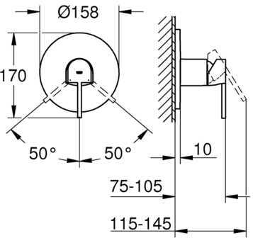 Смеситель для душа GROHE Plus однорычажный с круглой розеткой хром 24059003