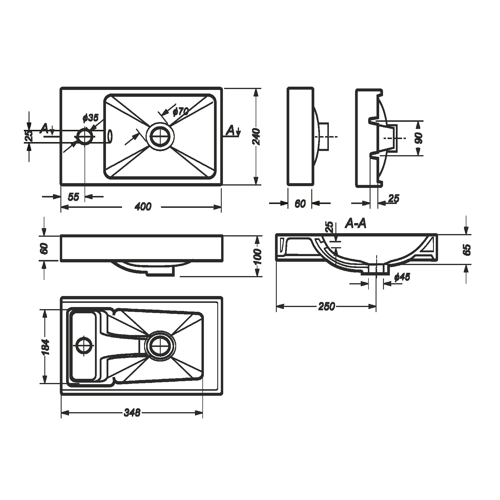 Умывальник FEST 40 WB.FN/Fest/40-C/WHT.G/S1