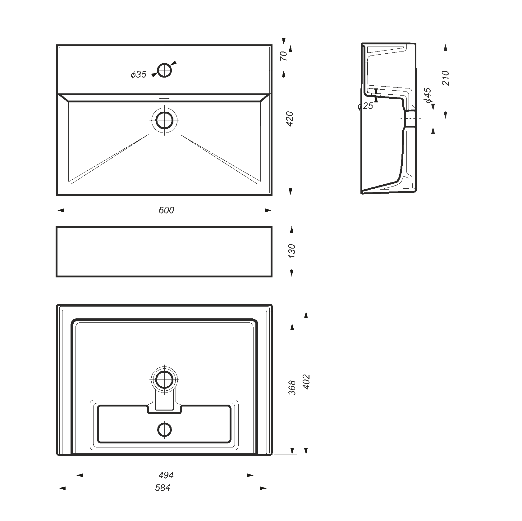 Раковина Salini Novel 60 WB.FN/Novel/60-C/WHT.G/S1