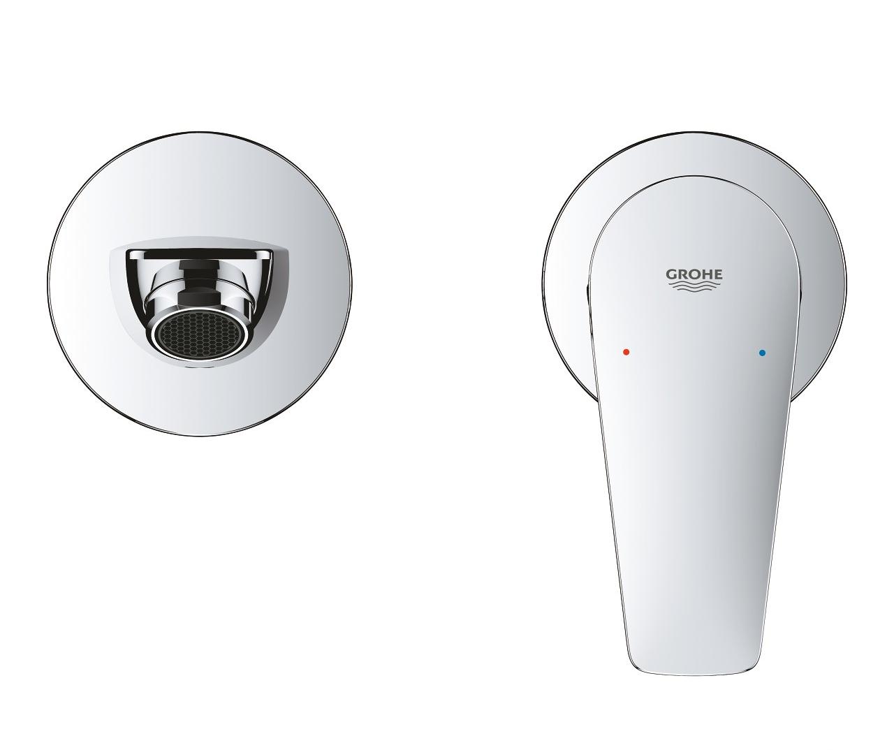 Смеситель для раковины Grohe BauEdge на 2 отверстия настенный хром 20474001