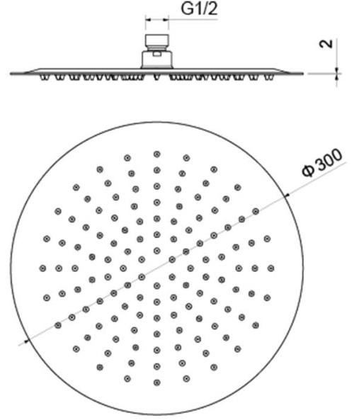 Верхний душ Aquanet AQ2075CR круглый 300х2 мм хром AQ2075CR