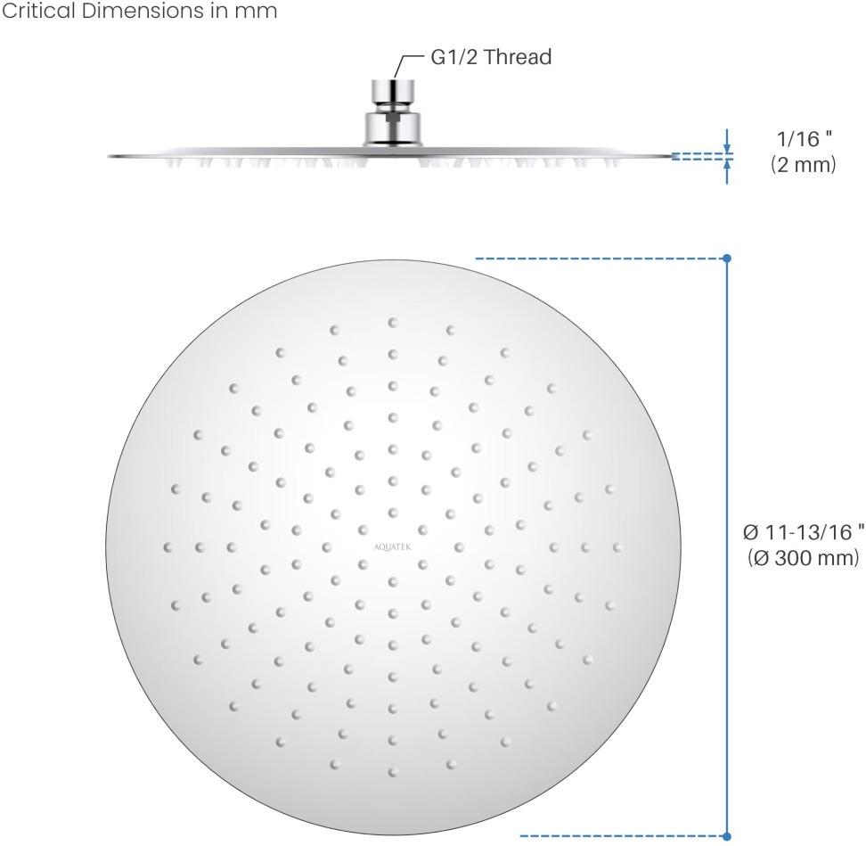Верхний душ Aquanet AQ2075CR круглый 300х2 мм хром AQ2075CR