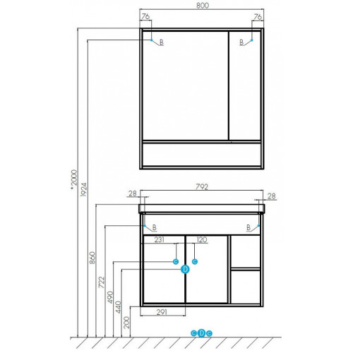 Комплект AQUATON Флай 80 тумба белый/дуб крафт и раковина Миранда 80 1A2374K0FAX10