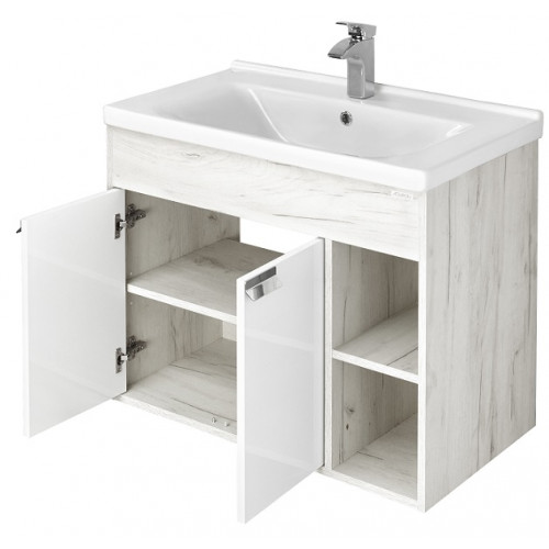 Комплект AQUATON Флай 80 тумба белый/дуб крафт и раковина Миранда 80 1A2374K0FAX10