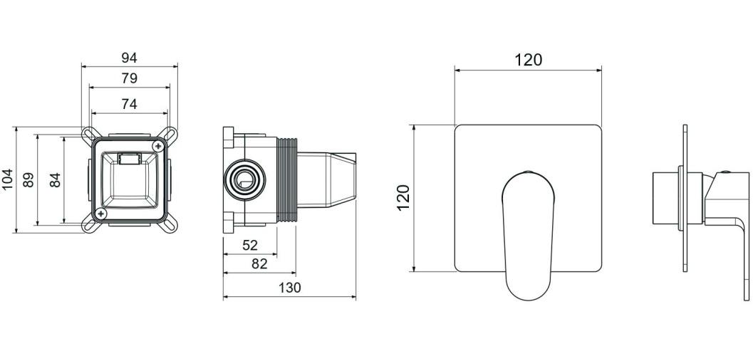 Смеситель для душа Aquanet Oberon скрытого монтажа 1 режим AQ1266CR