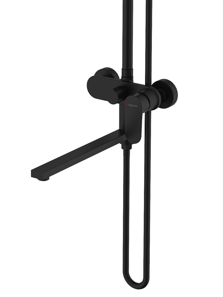 Душевая система со смесителем для ванны Aquatek Ника 300х193 мм матовый черный AQ2840MB