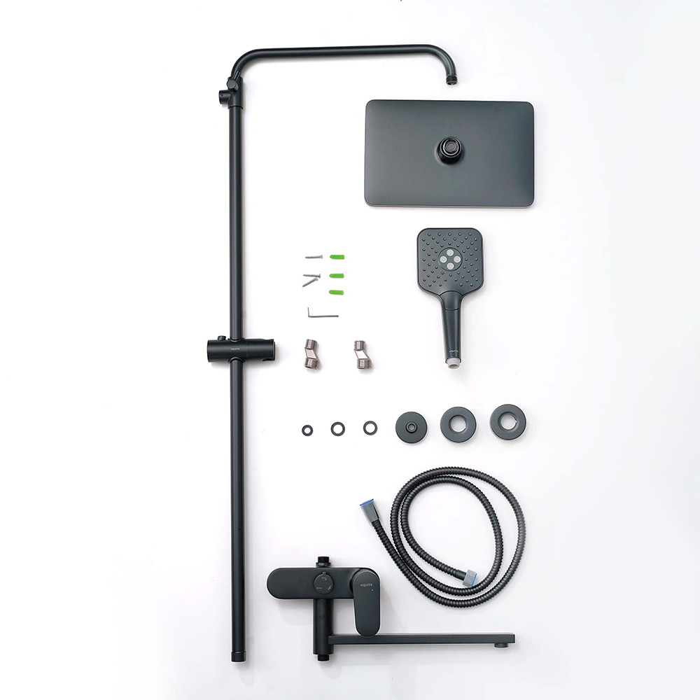 Душевая система со смесителем для ванны Aquatek Ника 300х193 мм матовый черный AQ2840MB