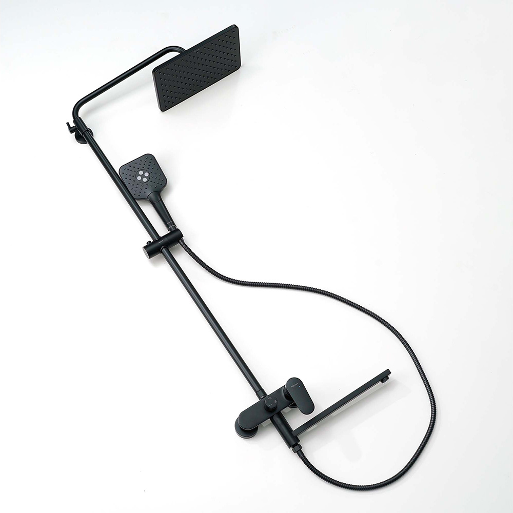 Душевая система со смесителем для ванны Aquatek Ника 300х193 мм матовый черный AQ2840MB