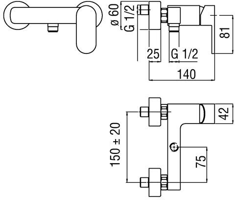 Смеситель для душа UP хром UP94130CR