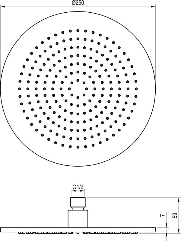 Верхний душ RAVAK 980.60 RGB 250 мм латунь Розовое золото X07P711