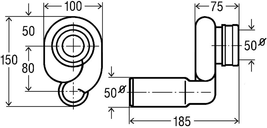 Сифон для писсуара Viega вакуумный 50 мм горизонтальный отвод модель 3233.9 492465