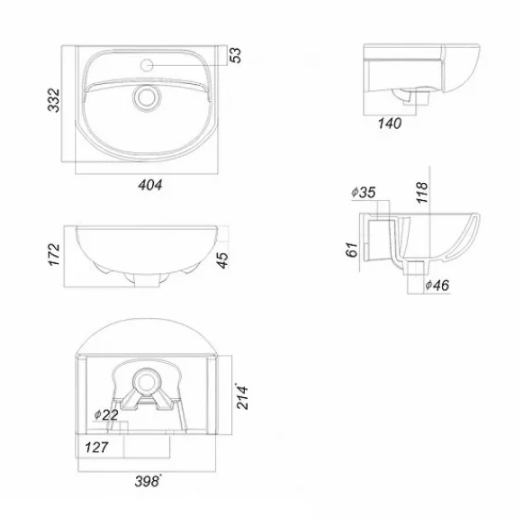 Умывальник Cersanit Mango 40 см WB.FN/Mango/40-C/WHT.G/S1