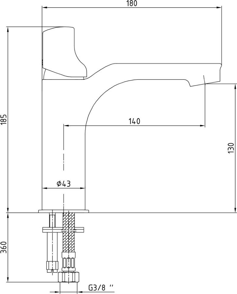 Смеситель для раковины Bravat MYRA 130 без донного клапана бежевый хром 104408986EX