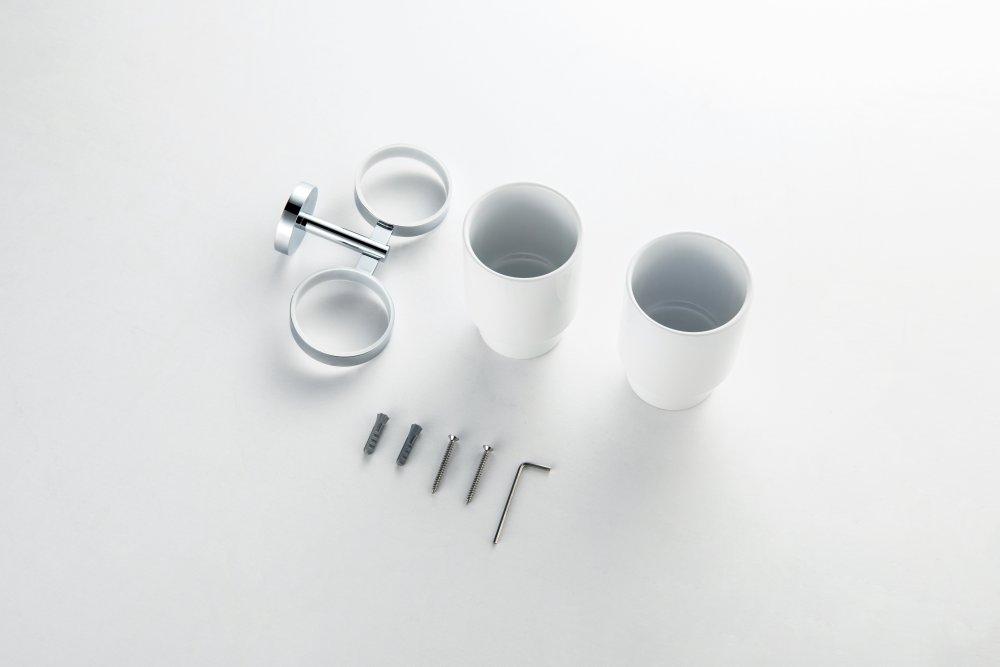 Стакан с держателем двойной Aquanet БЕТТА хром AQ4617CR