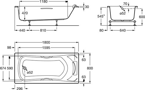 Ванна акриловая Roca BeCool 180х80 см ZRU9302782