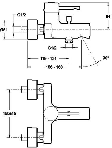 Смеситель для ванны Jacob Delafon Cuff E45532-CP