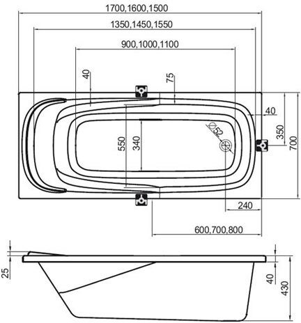 Ванна акриловая RAVAK Vanda II 170х70 см CP21000000