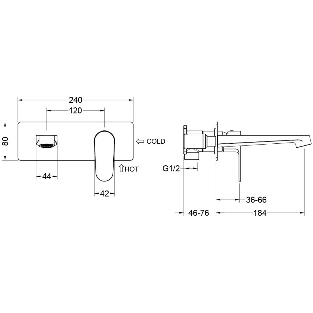 Смеситель для раковины настенный Aquanet Oberon скрытого монтажа шлифованное золото AQ1213BG