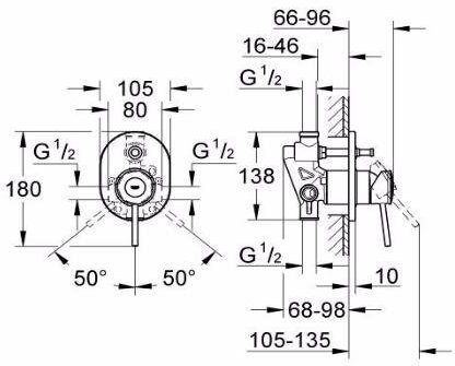 Смеситель для ванны GROHE BauClassic встраиваемый комплект хром 29047000