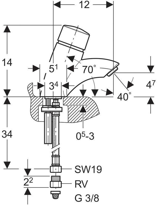 Нажимной порционный кран-смеситель Geberit HyTouch26 115.721.21.1
