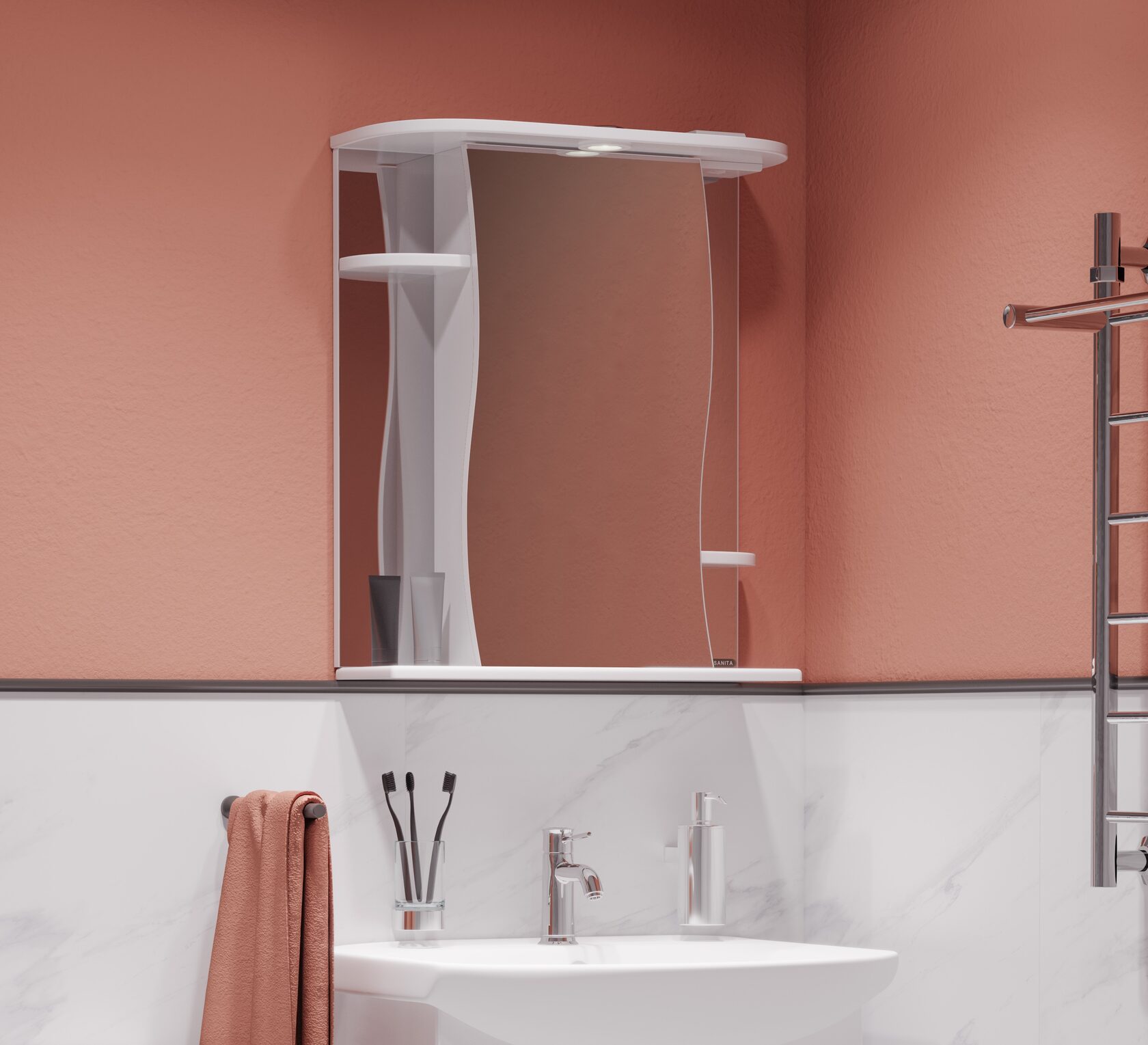 Зеркало-шкаф Santek Лира 600х700х235 мм белый LRSAMR65018W1